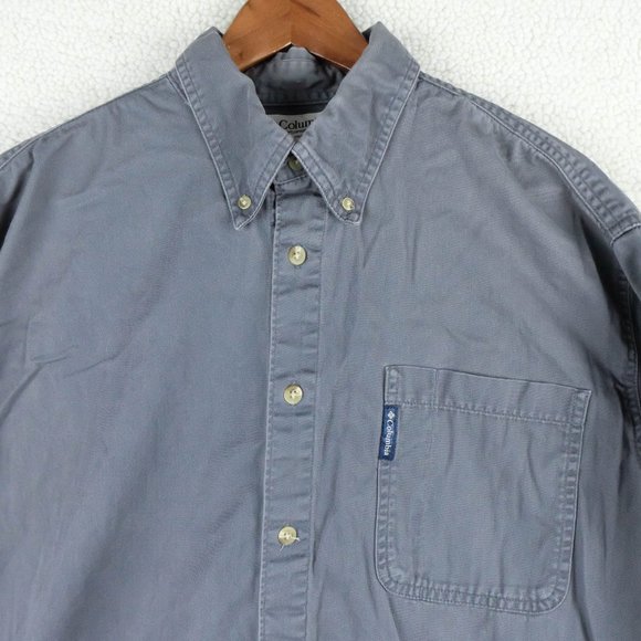 Columbia Shirt Mens Large Gray Heavyweight Cotton Canvas Outdoor Classic - Picture 2 of 7